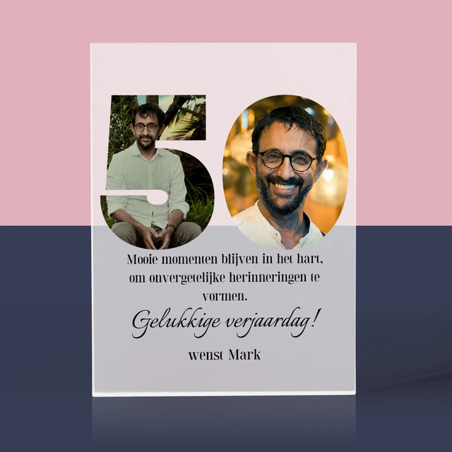 Woord Van Foto'S: 50E Verjaardag - Acryl Blok