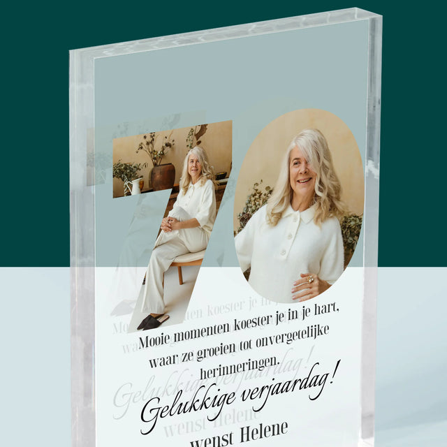 Woord Van Foto'S: 70E Verjaardag - Acryl Blok