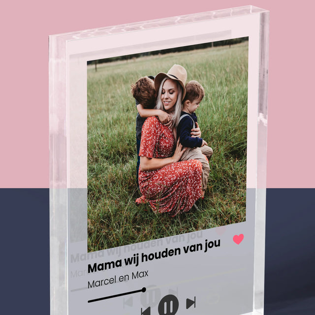Foto En Handtekening: Mama Wij Houden Van Jou - Acryl Blok