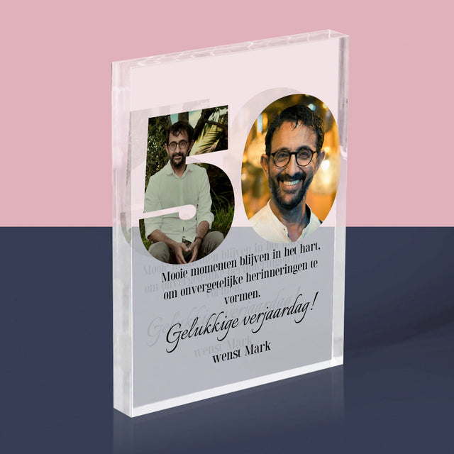 Woord Van Foto'S: 50E Verjaardag - Acryl Blok