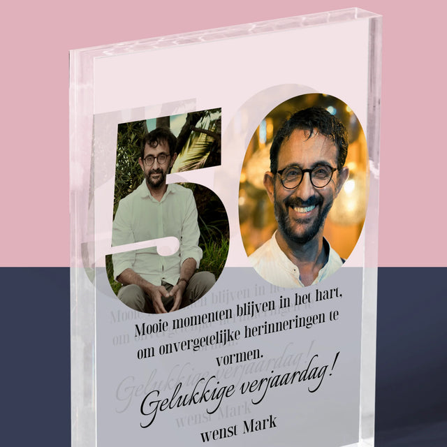 Woord Van Foto'S: 50E Verjaardag - Acryl Blok