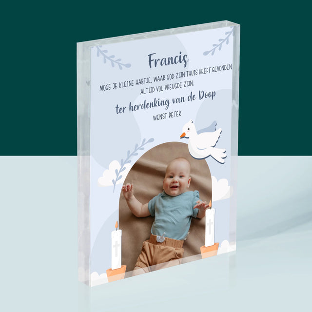 Foto En Handtekening: Wensen, Ter Herdenking Van De Doop - Acryl Blok