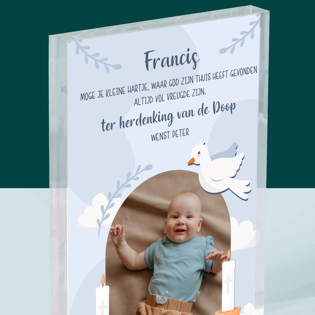 Foto En Handtekening: Wensen, Ter Herdenking Van De Doop - Acryl Blok