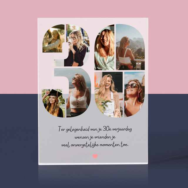 Fotocollage: 30E Verjaardag Wensen - Acryl Blok