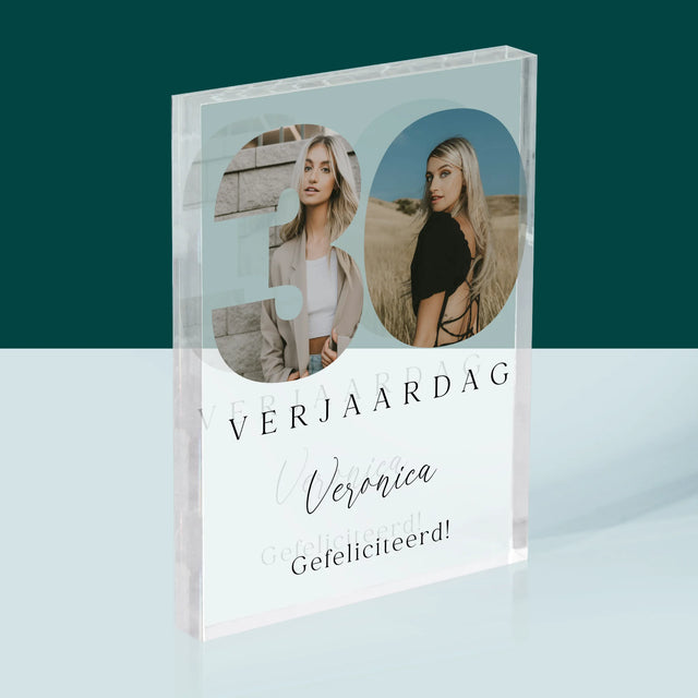 Woord Van Foto'S: 30E Verjaardag Handtekening - Acryl Blok