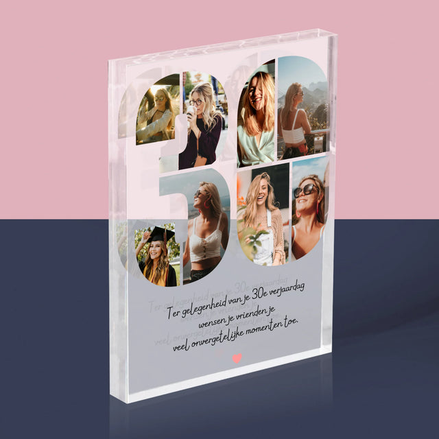 Fotocollage: 30E Verjaardag Wensen - Acryl Blok