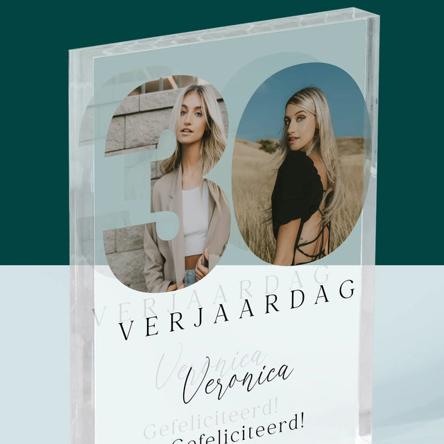 Woord Van Foto'S: 30E Verjaardag Handtekening - Acryl Blok