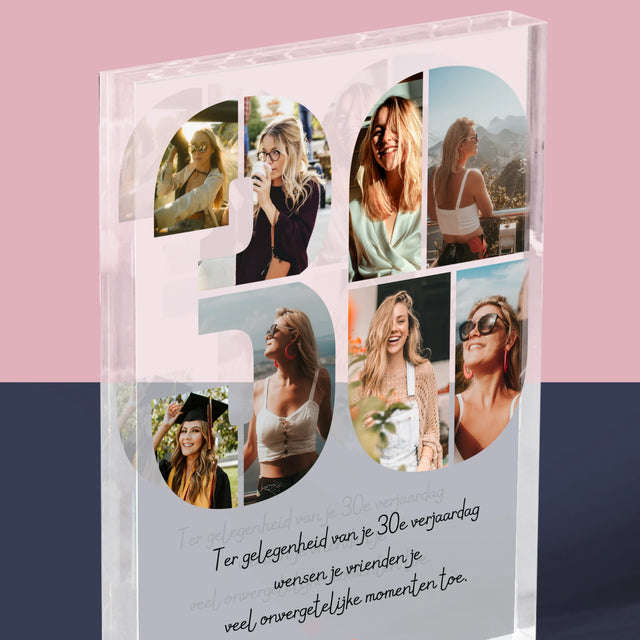 Fotocollage: 30E Verjaardag Wensen - Acryl Blok