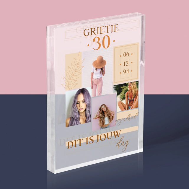 Fotocollage: Dit Is Jouw Dag - Acryl Blok