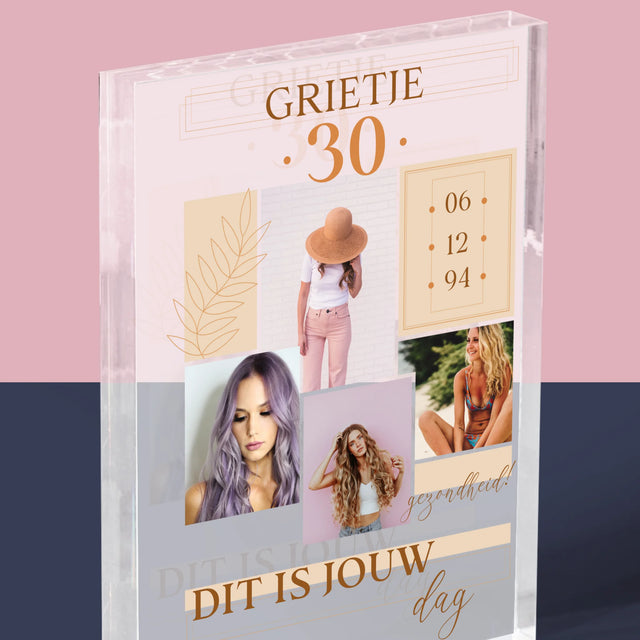 Fotocollage: Dit Is Jouw Dag - Acryl Blok