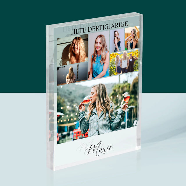 Fotocollage: Hete Dertigjarige - Acryl Blok