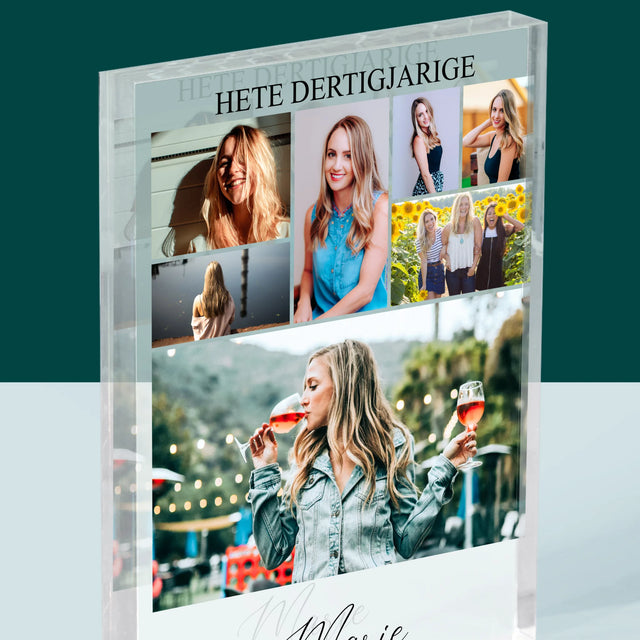 Fotocollage: Hete Dertigjarige - Acryl Blok