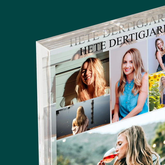 Fotocollage: Hete Dertigjarige - Acryl Blok