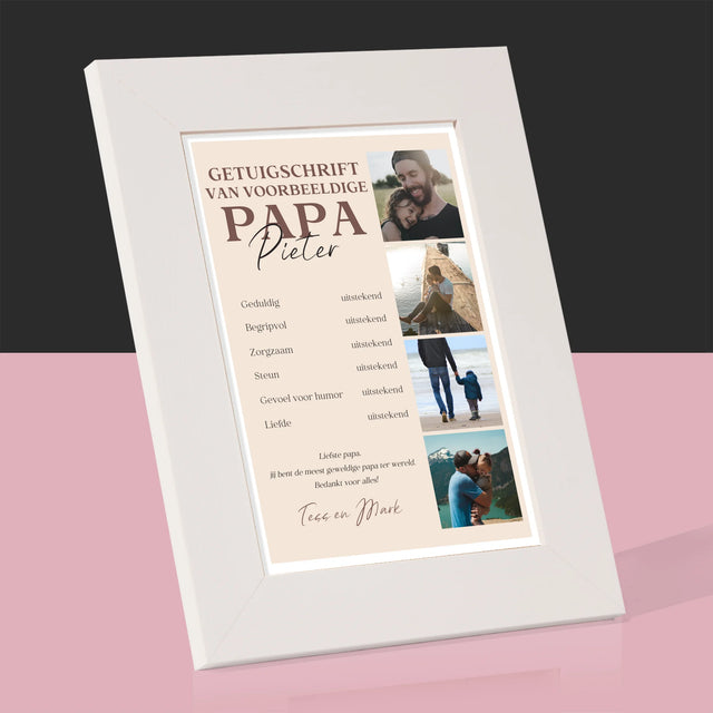 Fotocollage: Getuigschrift Van Voorbeeldige Papa - Fotokader (Horziontaal)