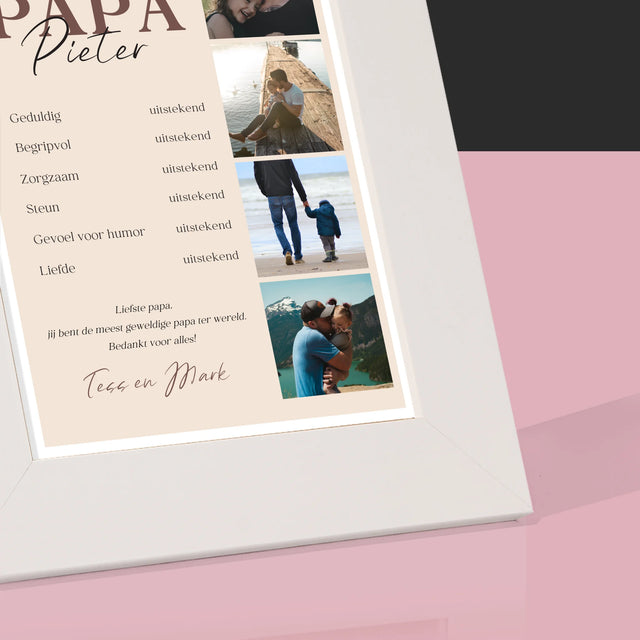 Fotocollage: Getuigschrift Van Voorbeeldige Papa - Fotokader (Horziontaal)