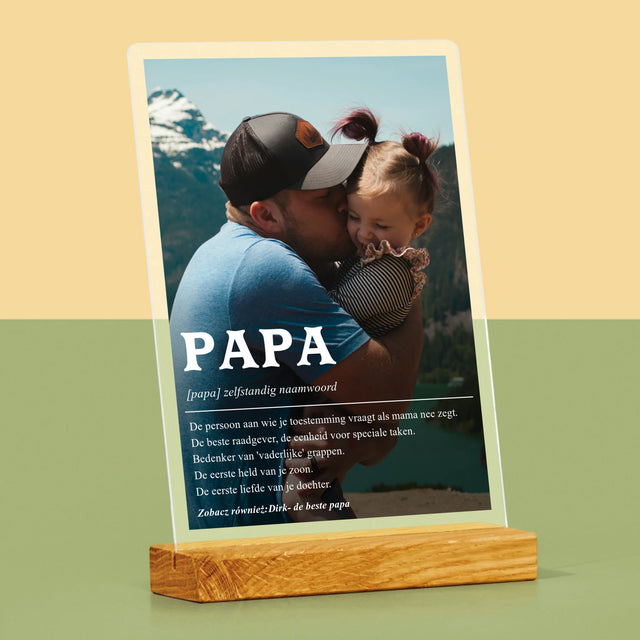 Foto En Handtekening: Definitie Papa - Afdruk Op Acrylglas (Verticaal)