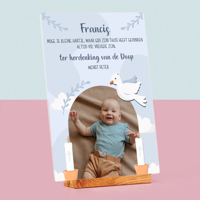 Foto En Handtekening: Wensen, Ter Herdenking Van De Doop - Afdruk Op Acrylglas (Verticaal)