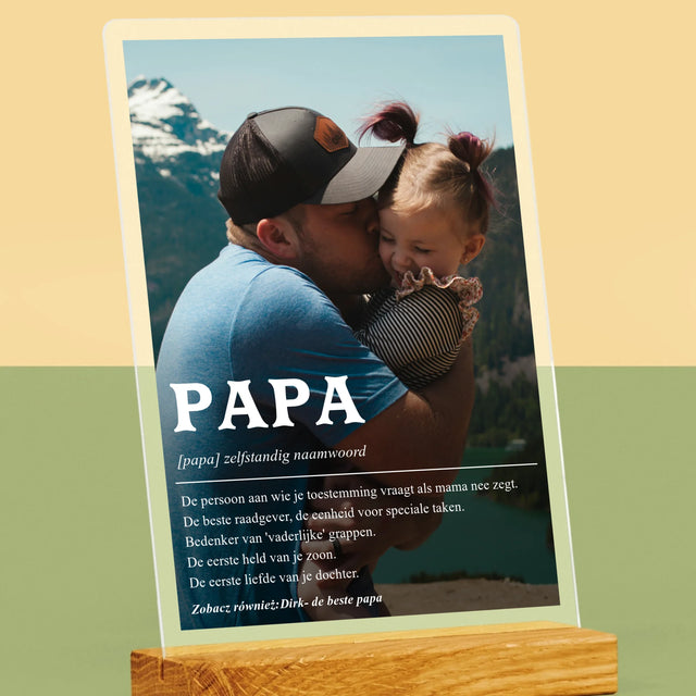 Foto En Handtekening: Definitie Papa - Afdruk Op Acrylglas (Verticaal)