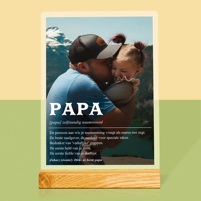 Foto En Handtekening: Definitie Papa - Afdruk Op Acrylglas (Verticaal)