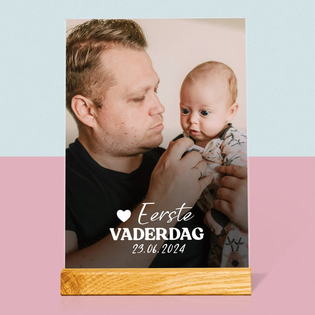 Foto En Handtekening: Eerste Vaderdag - Afdruk Op Acrylglas (Verticaal)