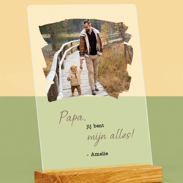 Foto En Handtekening: Kaartje Voor Papa - Afdruk Op Acrylglas (Verticaal)