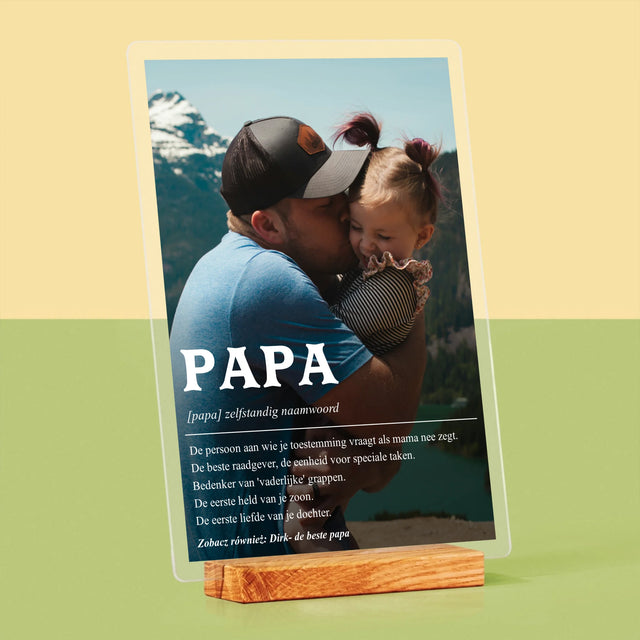 Foto En Handtekening: Definitie Papa - Afdruk Op Acrylglas (Verticaal)