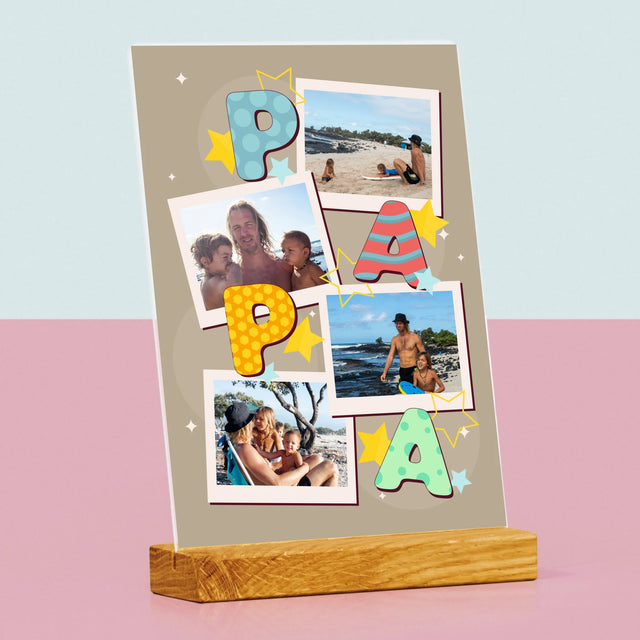 Fotocollage: Letters Papa - Afdruk Op Acrylglas (Verticaal)