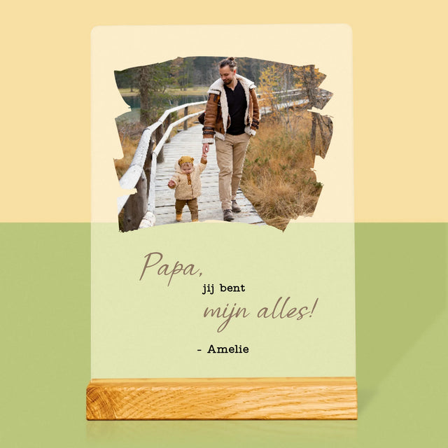 Foto En Handtekening: Kaartje Voor Papa - Afdruk Op Acrylglas (Verticaal)