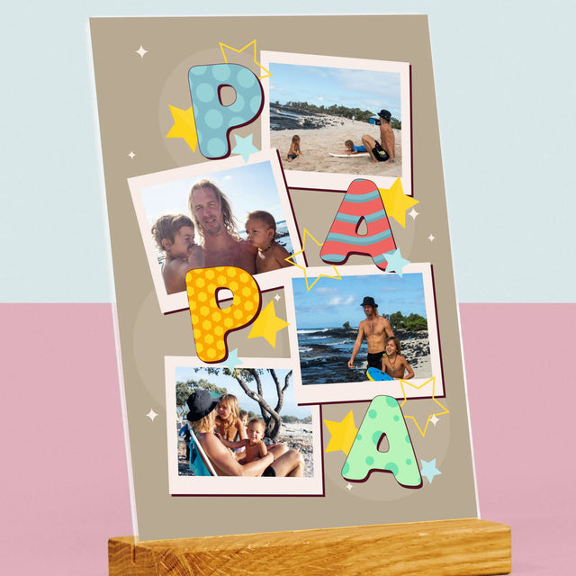 Fotocollage: Letters Papa - Afdruk Op Acrylglas (Verticaal)