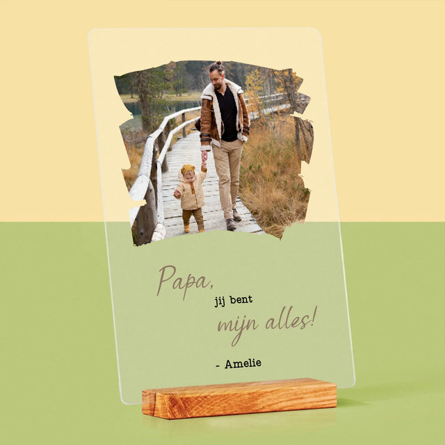 Foto En Handtekening: Kaartje Voor Papa - Afdruk Op Acrylglas (Verticaal)