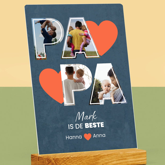 Fotocollage: Papa Is De Beste - Afdruk Op Acrylglas (Verticaal)