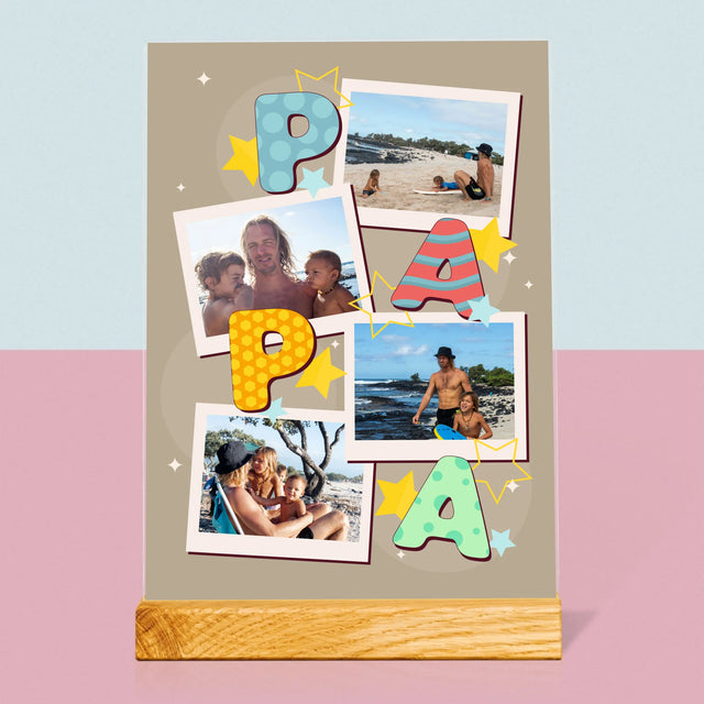 Fotocollage: Letters Papa - Afdruk Op Acrylglas (Verticaal)
