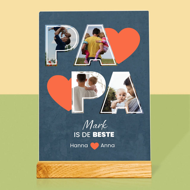 Fotocollage: Papa Is De Beste - Afdruk Op Acrylglas (Verticaal)
