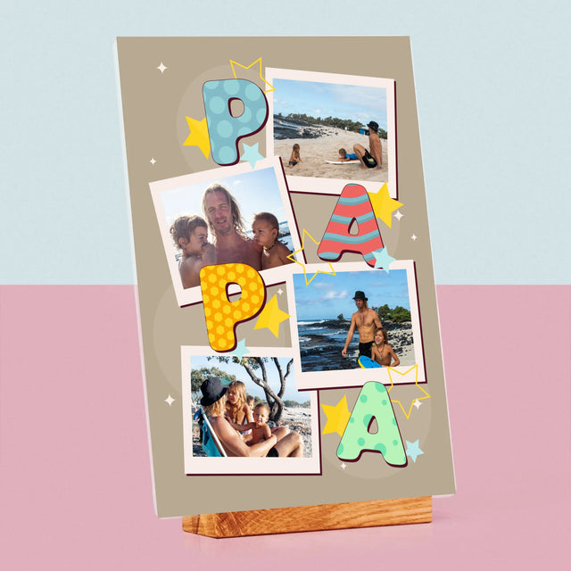 Fotocollage: Letters Papa - Afdruk Op Acrylglas (Verticaal)