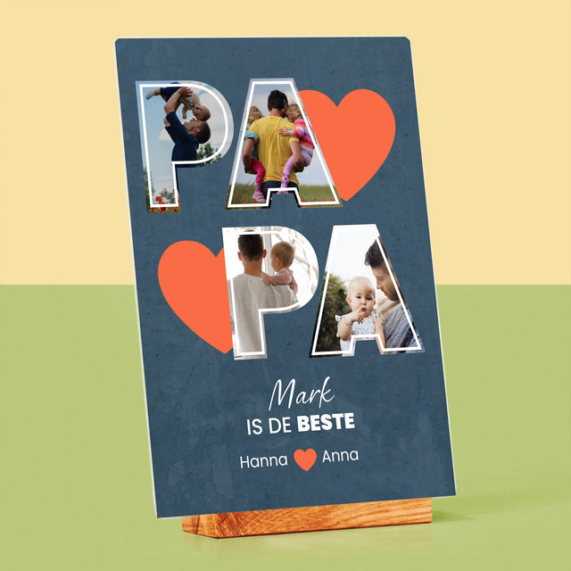 Fotocollage: Papa Is De Beste - Afdruk Op Acrylglas (Verticaal)