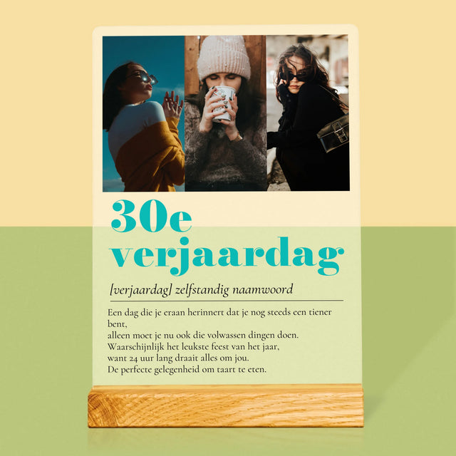 Fotocollage: 30E Verjaardag Definitie - Afdruk Op Acrylglas (Verticaal)