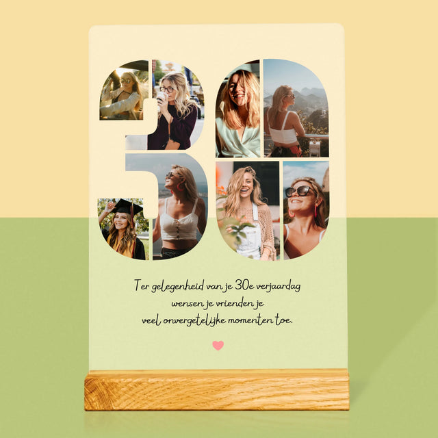 Fotocollage: 30E Verjaardag Wensen - Afdruk Op Acrylglas (Verticaal)