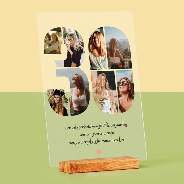 Fotocollage: 30E Verjaardag Wensen - Afdruk Op Acrylglas (Verticaal)
