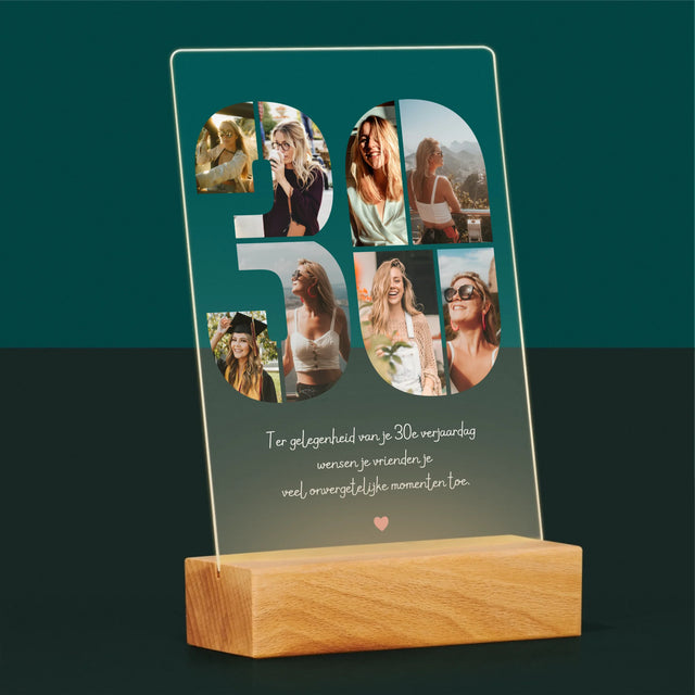 Fotocollage: 30E Verjaardag Wensen - Afdruk Op Acrylglas (Verticaal)
