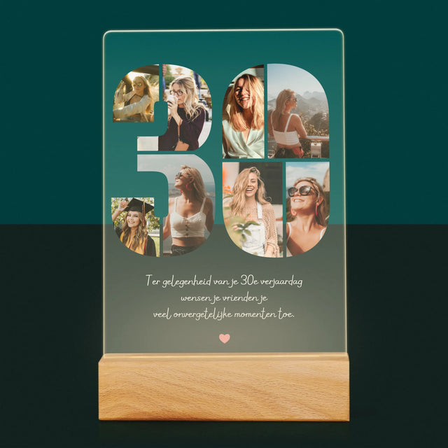 Fotocollage: 30E Verjaardag Wensen - Afdruk Op Acrylglas (Verticaal)