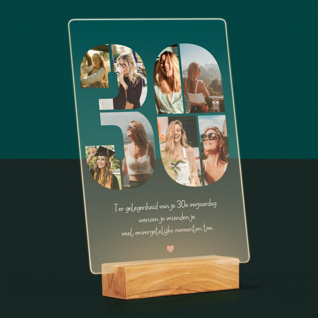 Fotocollage: 30E Verjaardag Wensen - Afdruk Op Acrylglas (Verticaal)