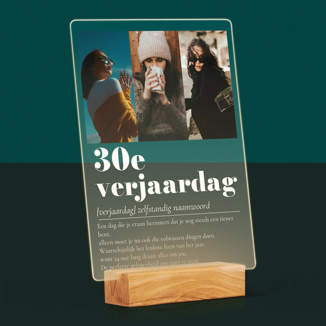 Fotocollage: 30E Verjaardag Definitie - Afdruk Op Acrylglas (Verticaal)