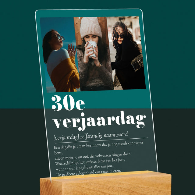 Fotocollage: 30E Verjaardag Definitie - Afdruk Op Acrylglas (Verticaal)