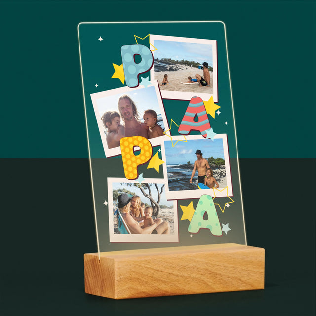 Fotocollage: Letters Papa - Afdruk Op Acrylglas (Verticaal)