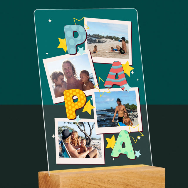 Fotocollage: Letters Papa - Afdruk Op Acrylglas (Verticaal)