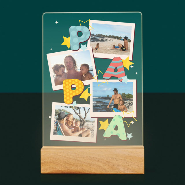 Fotocollage: Letters Papa - Afdruk Op Acrylglas (Verticaal)