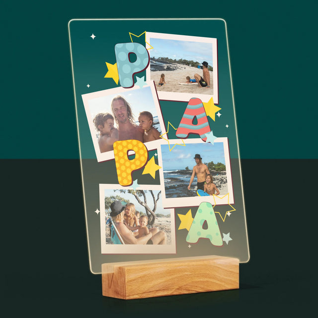 Fotocollage: Letters Papa - Afdruk Op Acrylglas (Verticaal)