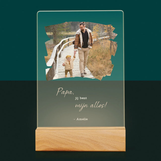 Foto En Handtekening: Kaartje Voor Papa - Afdruk Op Acrylglas (Verticaal)