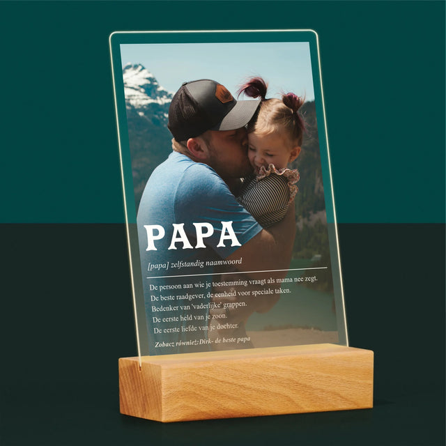 Foto En Handtekening: Definitie Papa - Afdruk Op Acrylglas (Verticaal)