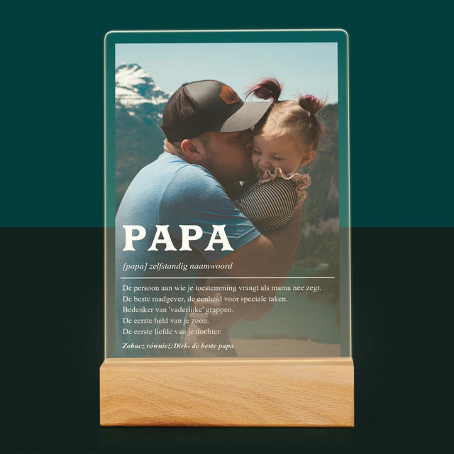 Foto En Handtekening: Definitie Papa - Afdruk Op Acrylglas (Verticaal)